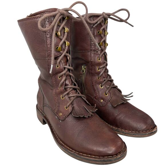 UGG Women's Jena Fashion Boots in Brown Leather Women's Size 8 - Picture 2 of 16